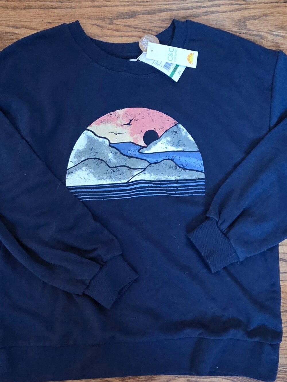C&C California Navy Crewneck Sweatshirt, Sz Large